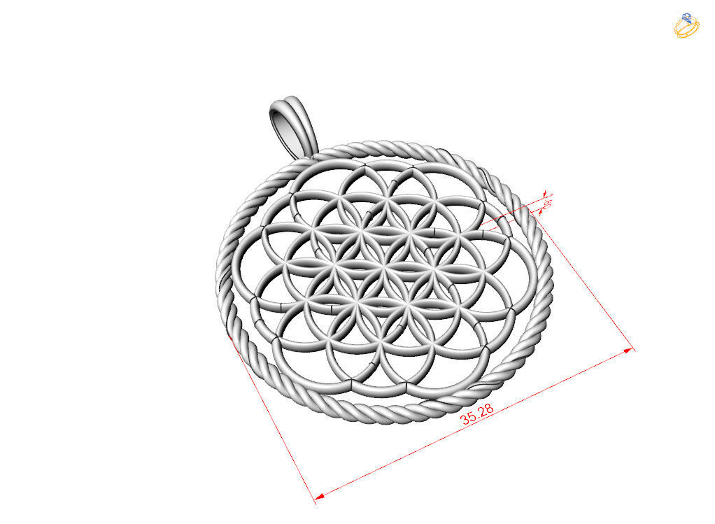 Flower of Life pendant 3D print model_4