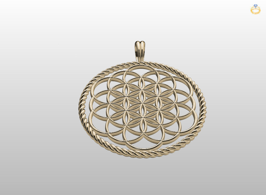 Flower of Life pendant 3D print model_3
