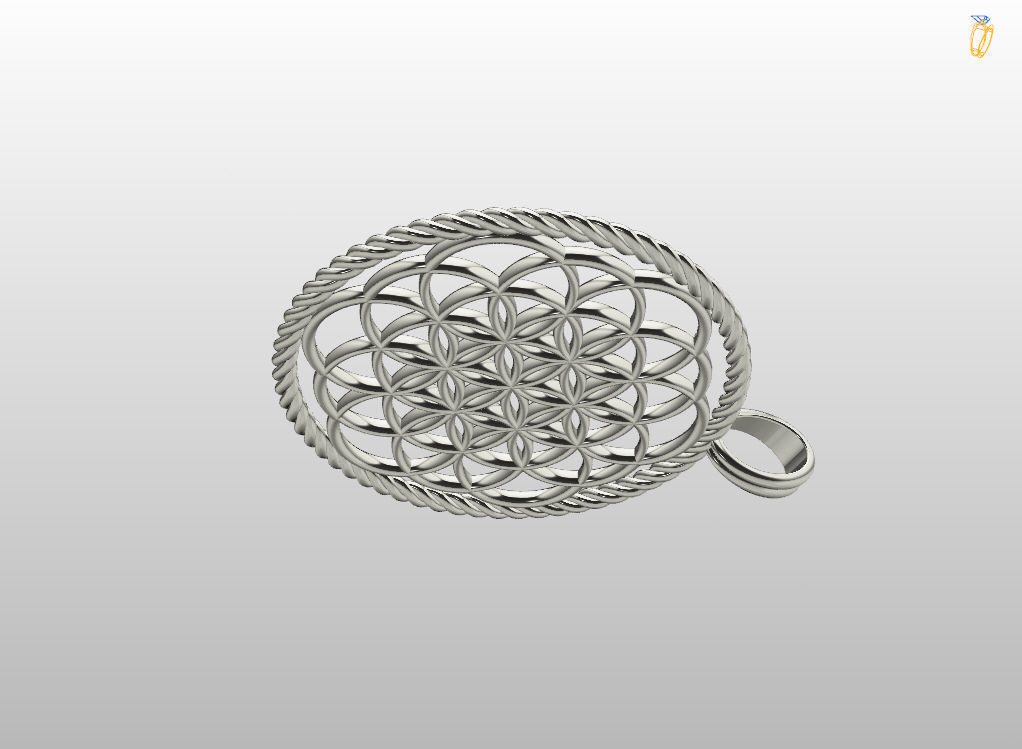 Flower of Life pendant 3D print model_12