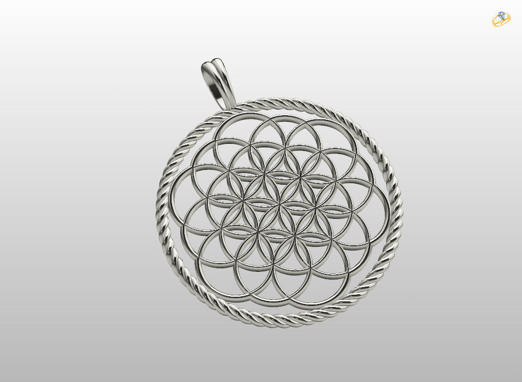 Flower of Life pendant 3D print model_9
