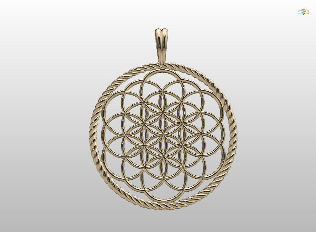 Flower of Life pendant 3D print model_6