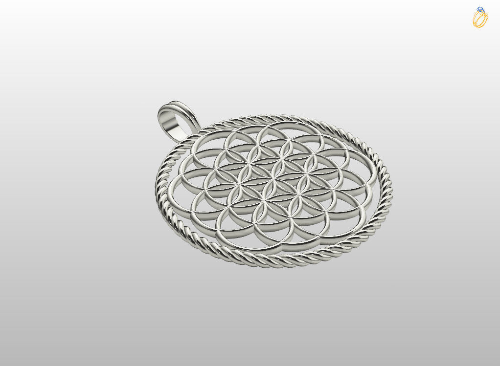 Flower of Life pendant 3D print model_10