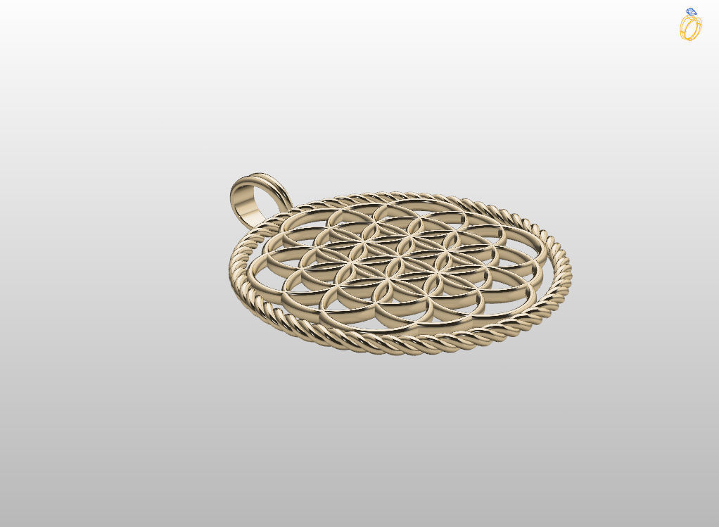 Flower of Life pendant 3D print model_7