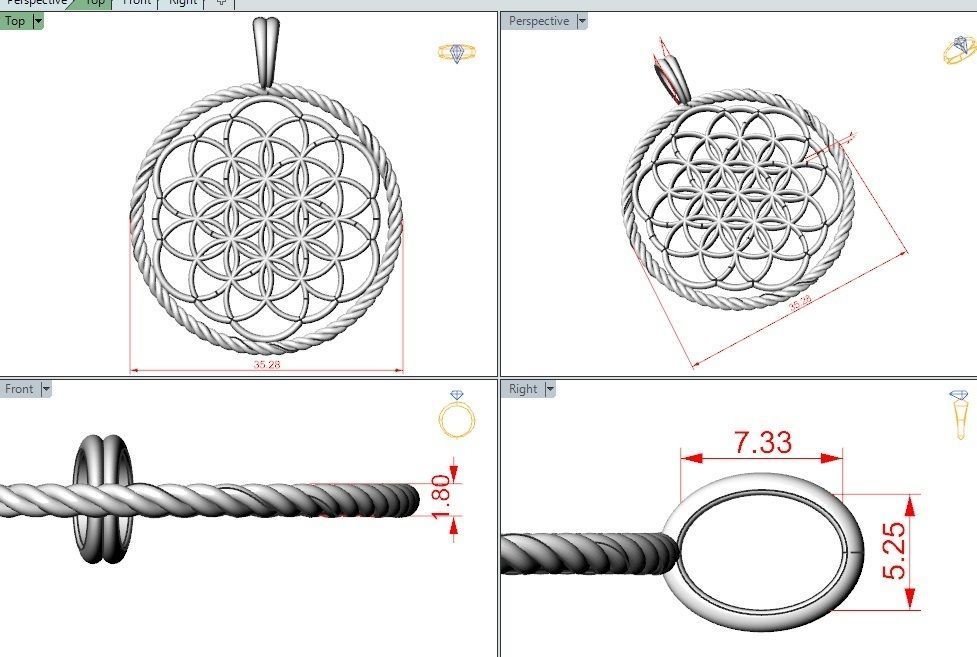 Flower of Life pendant 3D print model_1