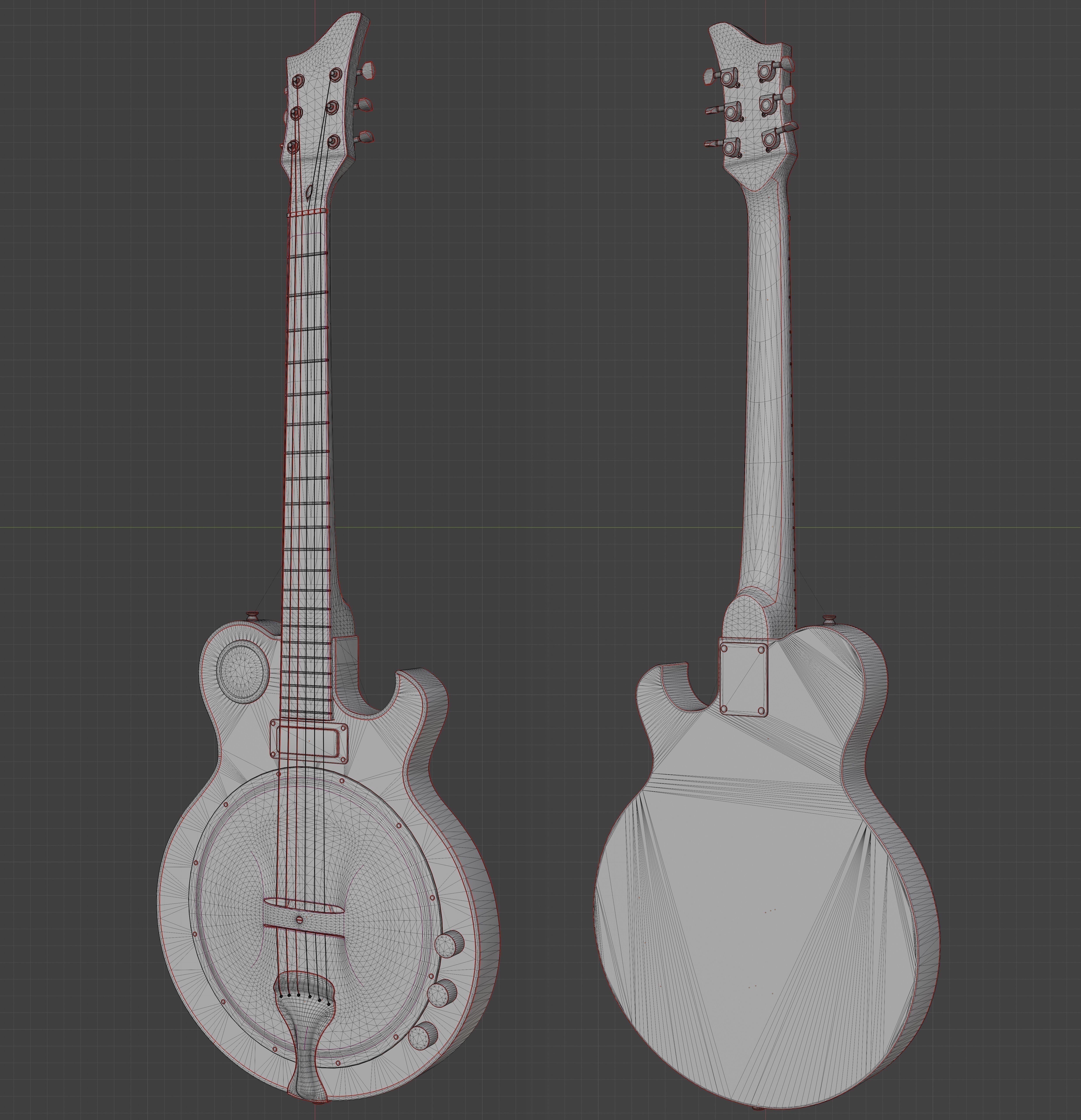 Electric Resonator Guitar Low-poly 3D model_5
