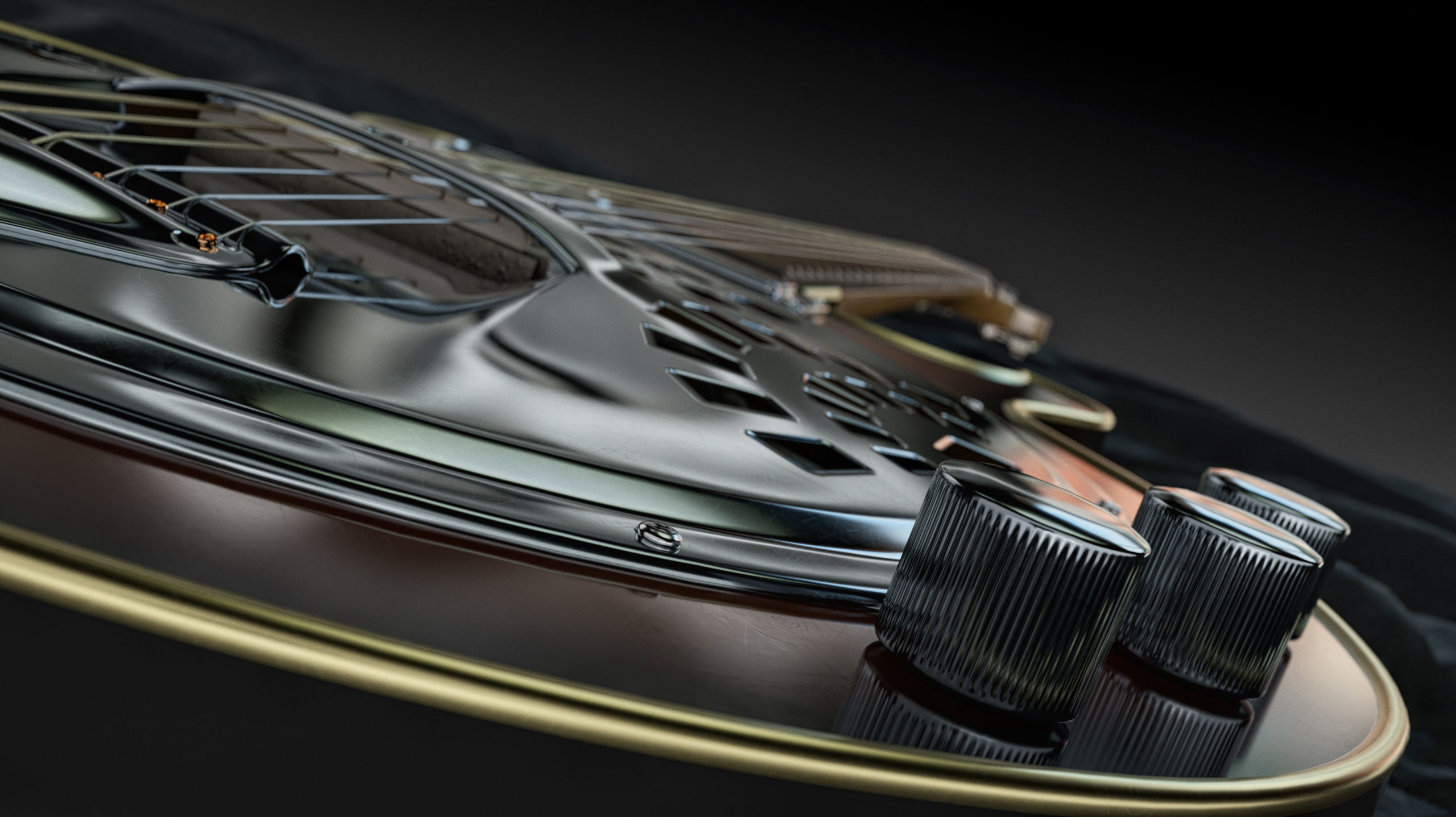 Electric Resonator Guitar Low-poly 3D model_2