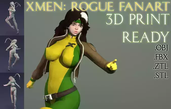 XMENs Rogue Fan Art 3D Print Figurine 3D print model