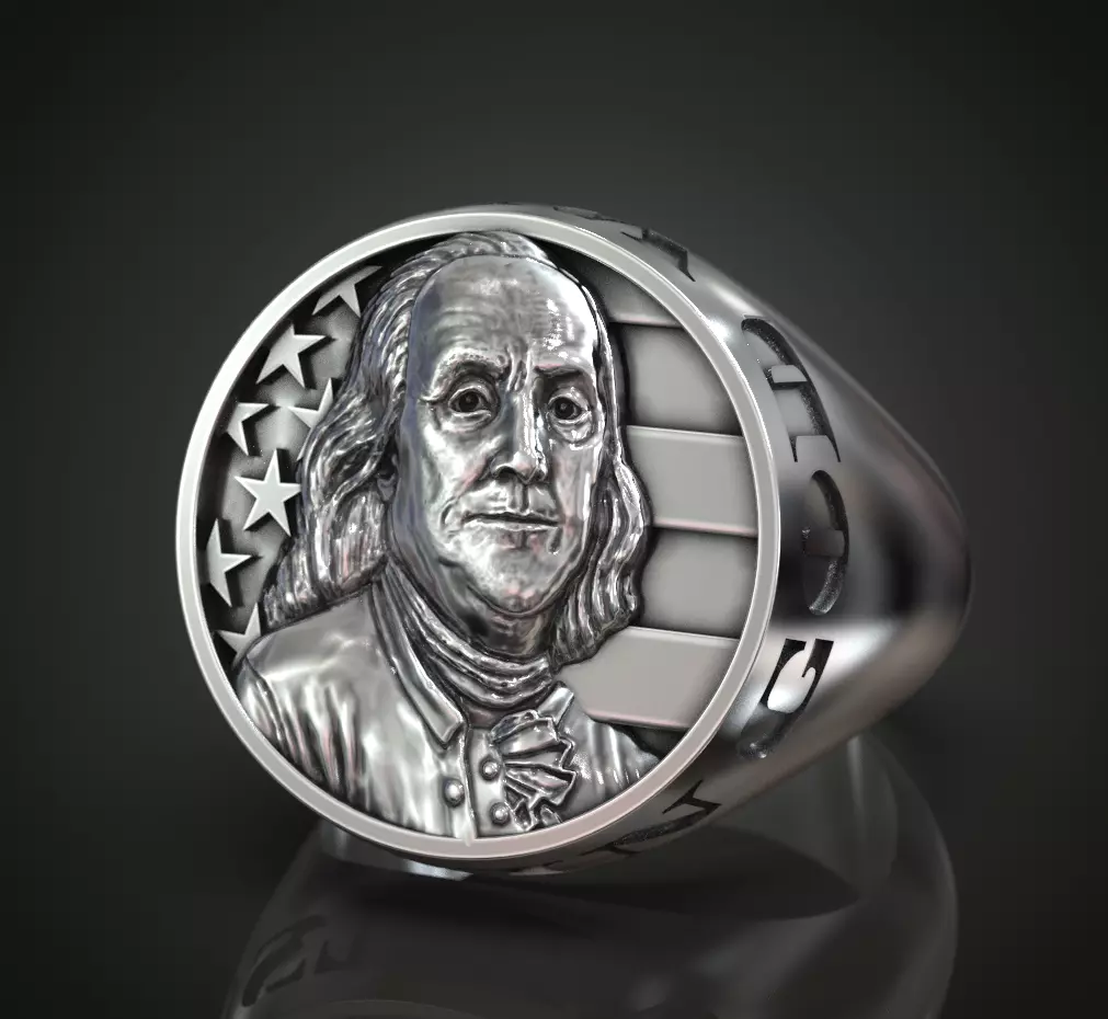 Ring Benjamin Franklin USA Flag 3D print model