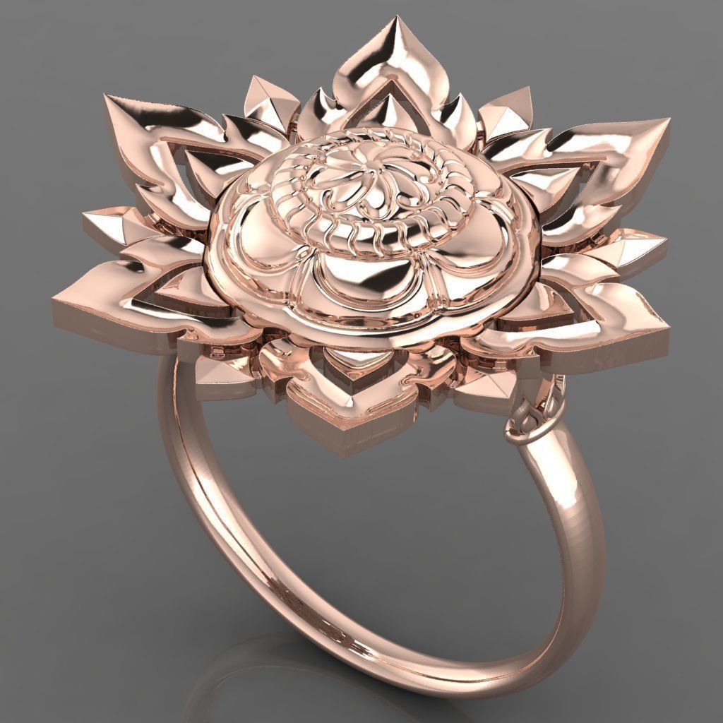 Women gorgeous flower ring  US  size 8 3D print model_2