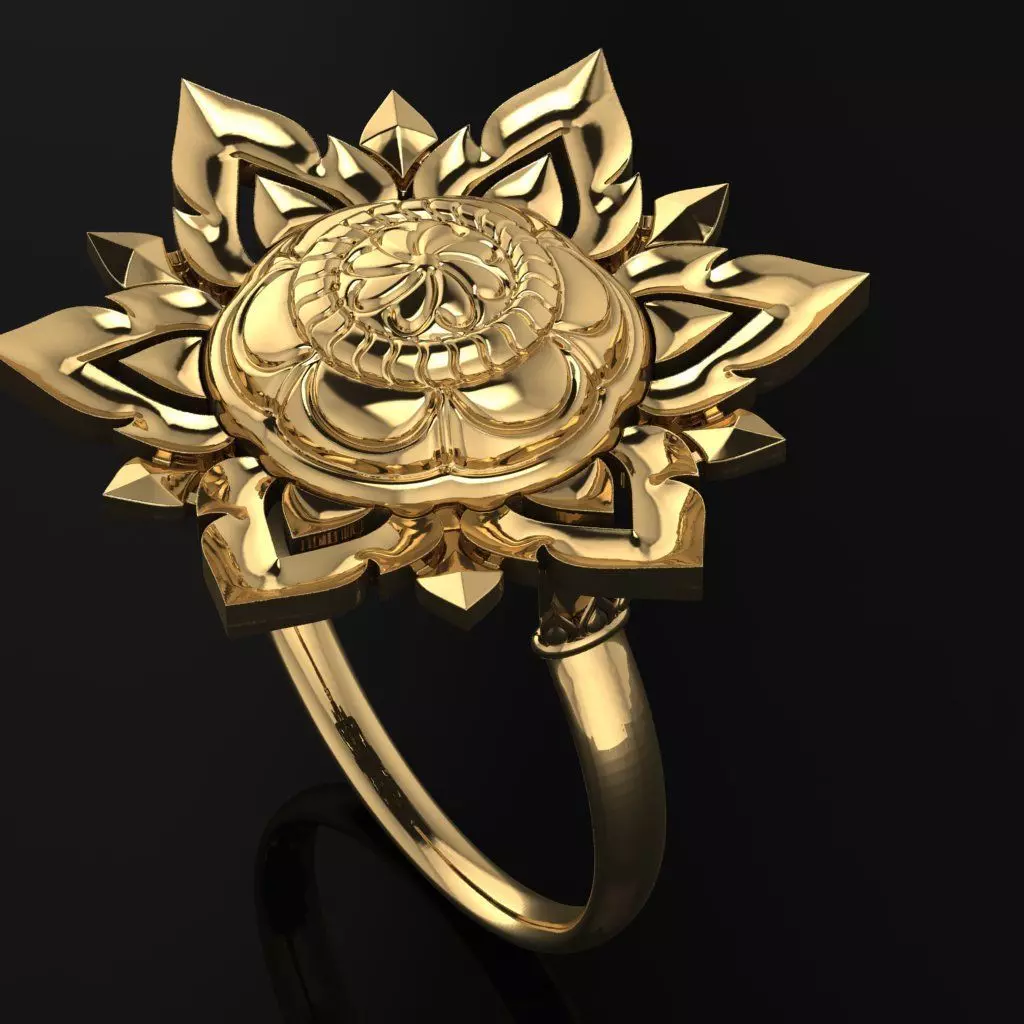 Women gorgeous flower ring  US  size 8 3D print model_0