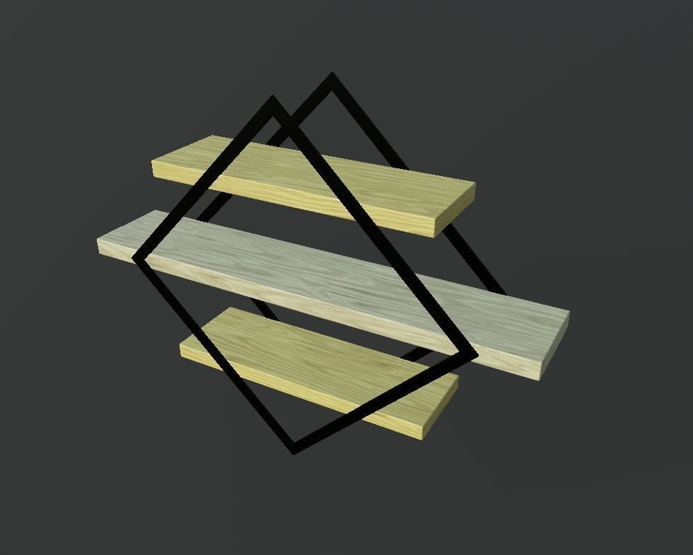 modern wall rack Low-poly 3D model_3