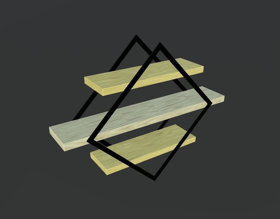 modern wall rack Low-poly 3D model_4