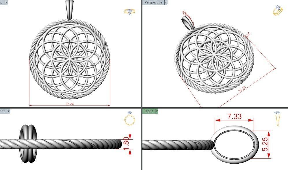 Seed Of Life Pendant 3D print model_1