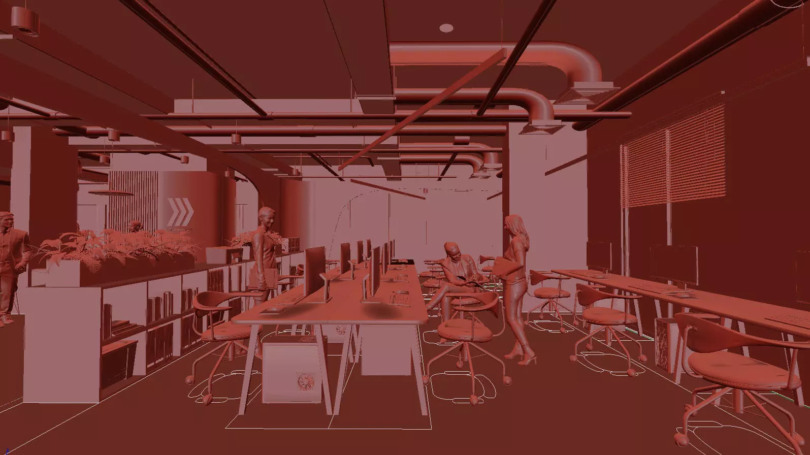 Modern Office Reception Area - 3D Scene 3D model