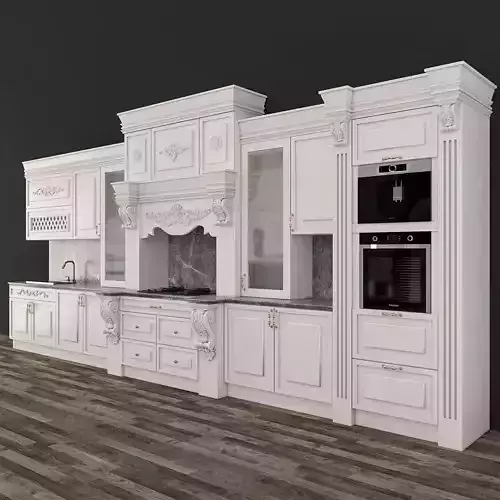 kitchen-set02 kitchen with wooden floors 3D model