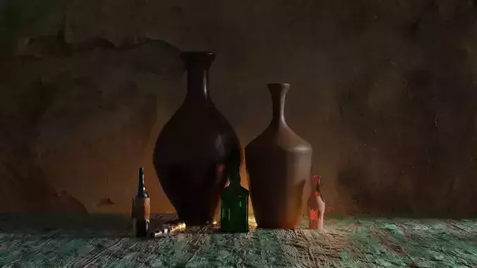 Bottles And old pots