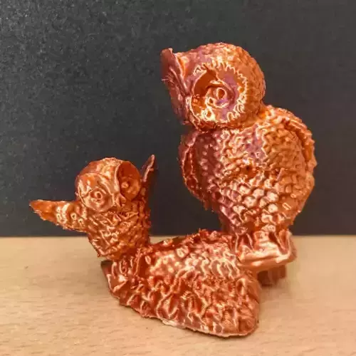 2 owls 3d print statue of owl and its baby
