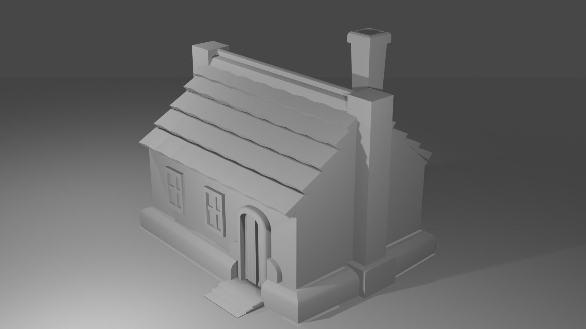 House with chimney Free low-poly 3D model_1