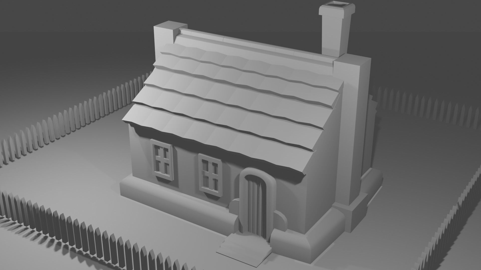 House with chimney Free low-poly 3D model_2