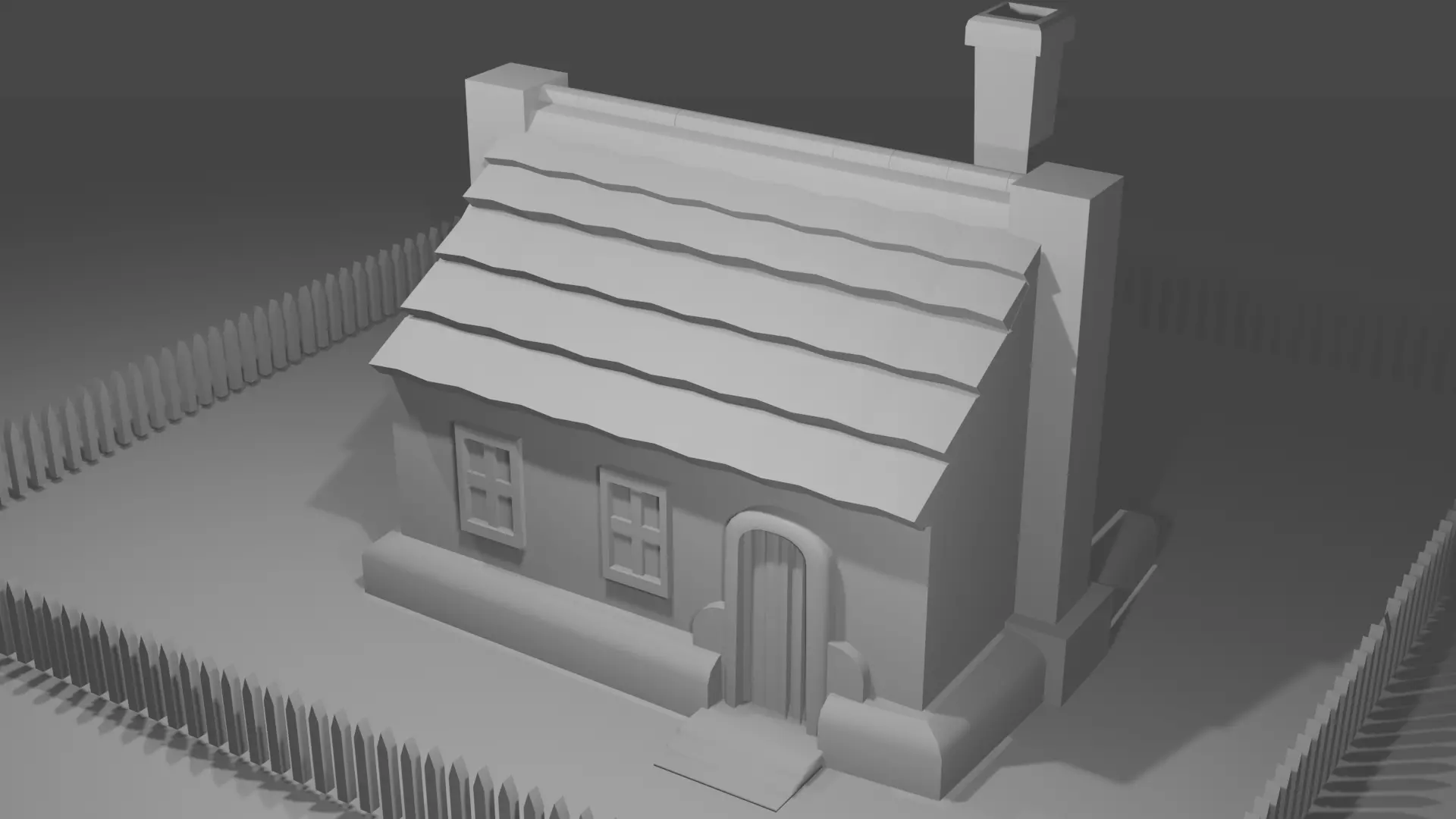 House with chimney Free low-poly 3D model_0