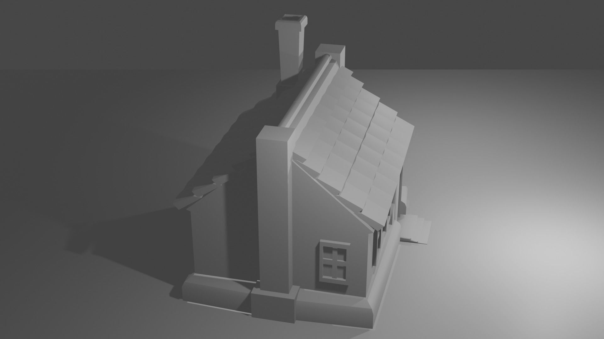House with chimney Free low-poly 3D model_7