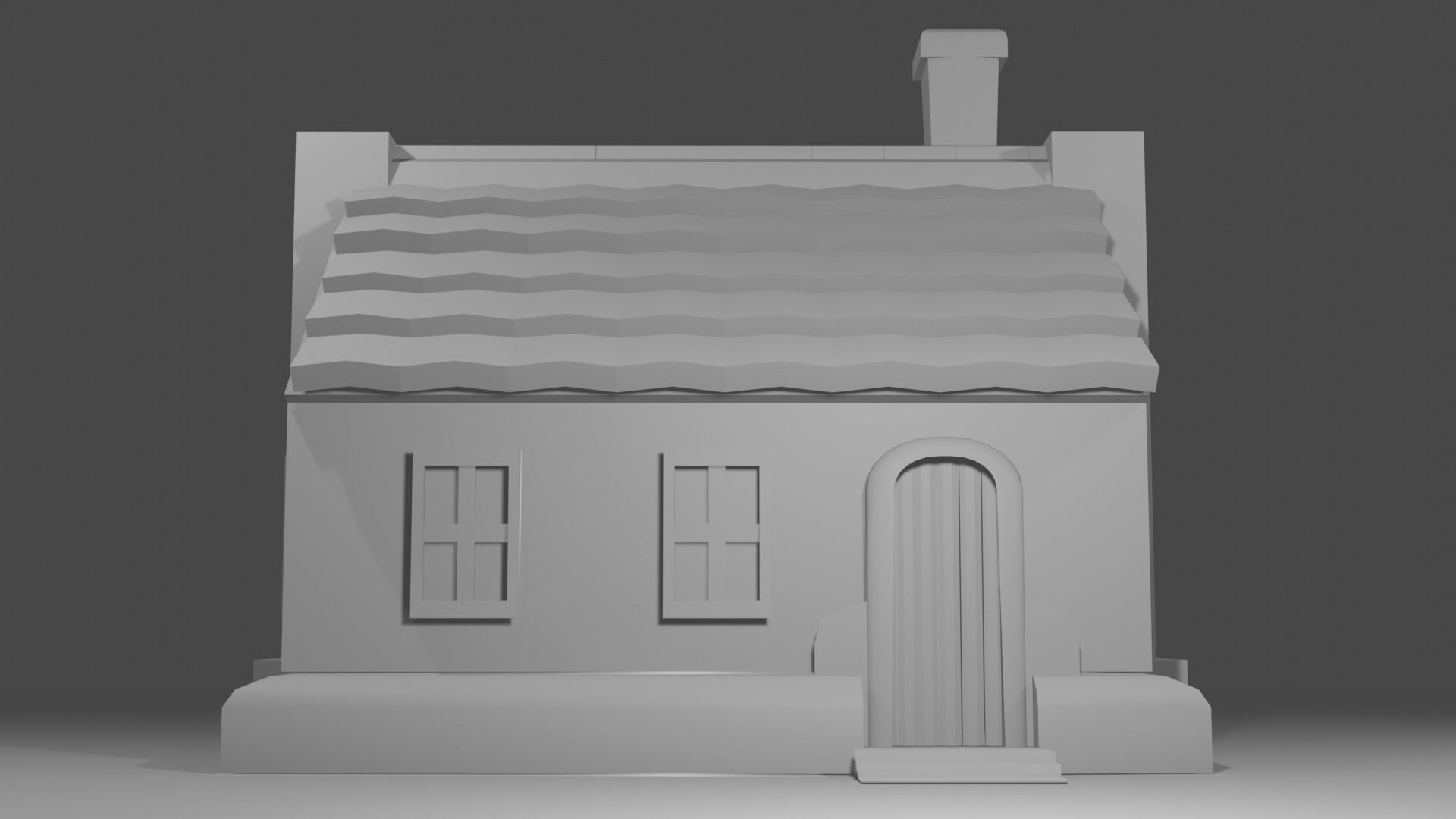 House with chimney Free low-poly 3D model_3