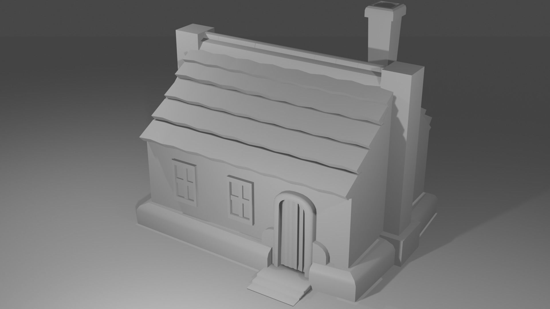 House with chimney Free low-poly 3D model_4