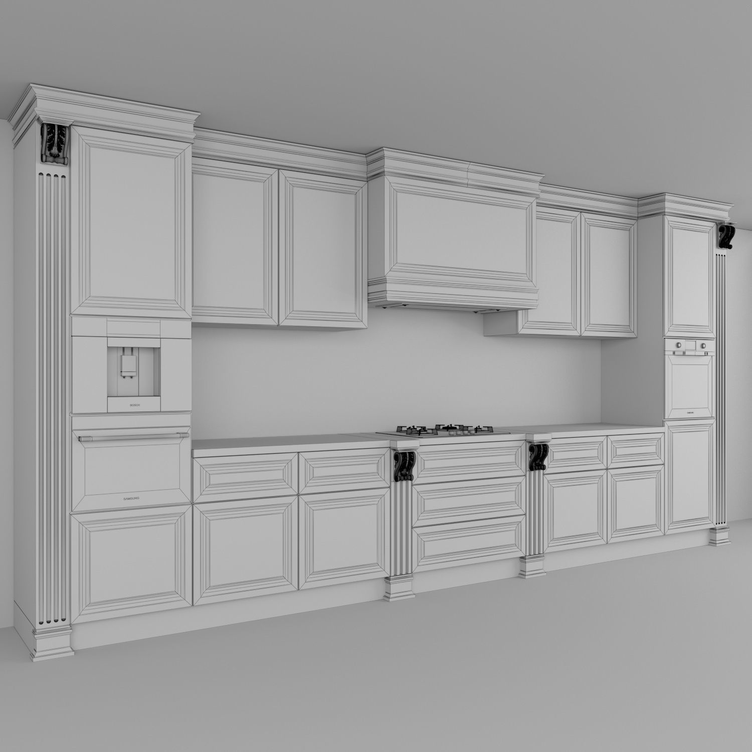 kitchen-set06 kitchen with cabinets and marble counter tops 3D model_4