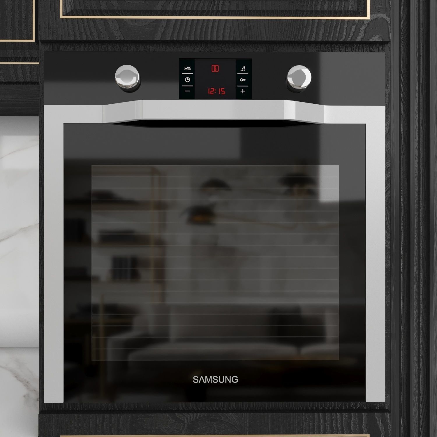 kitchen-set06 kitchen with cabinets and marble counter tops 3D model_2