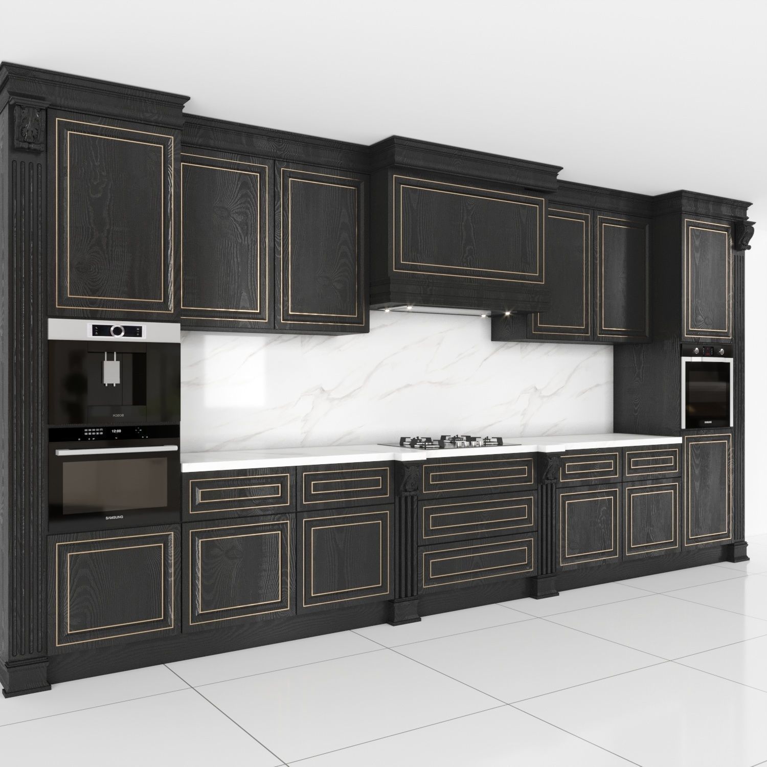 kitchen-set06 kitchen with cabinets and marble counter tops 3D model_1