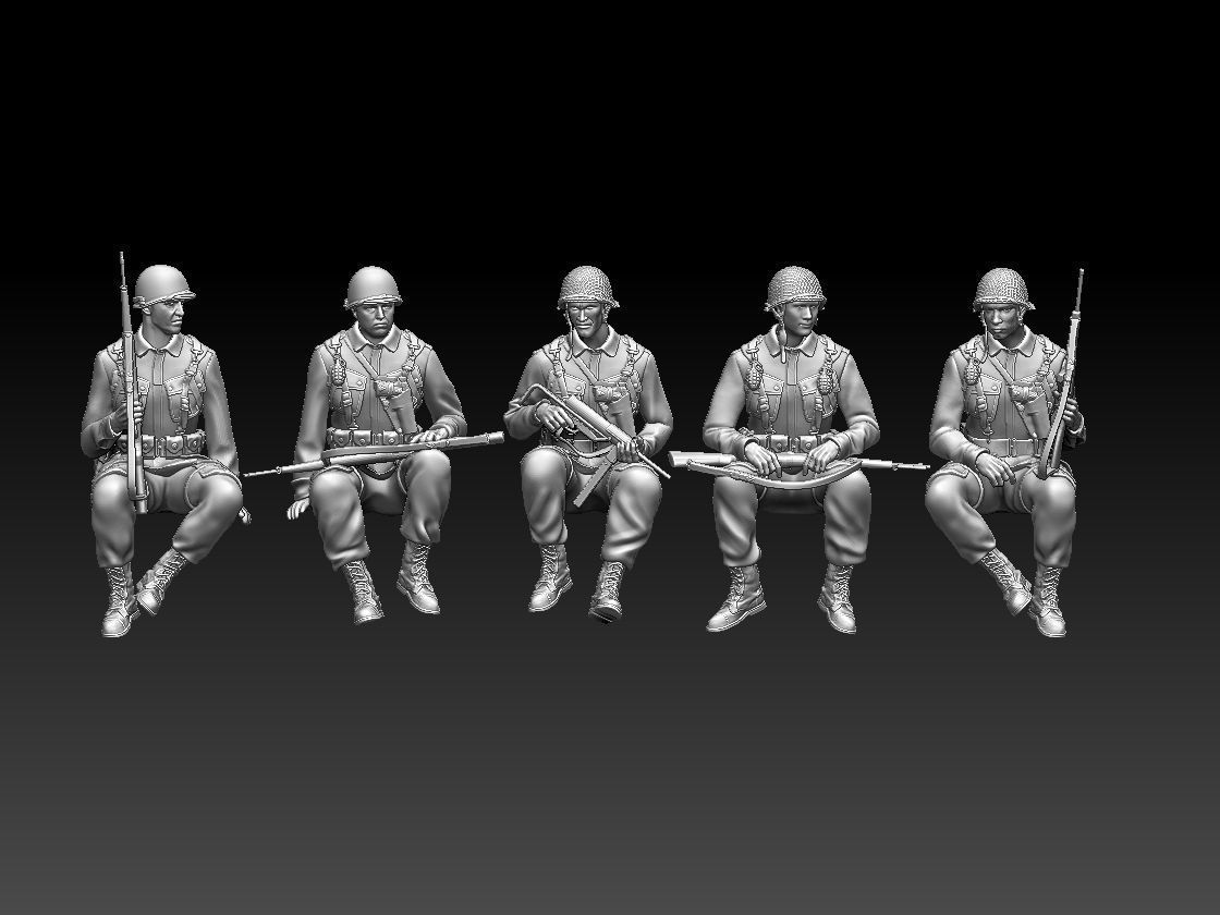 usa soldiers tank crew 3D print model_39