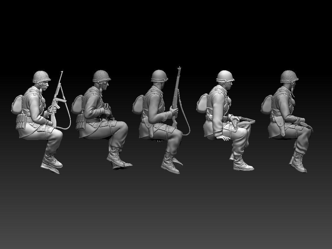 usa soldiers tank crew 3D print model_32