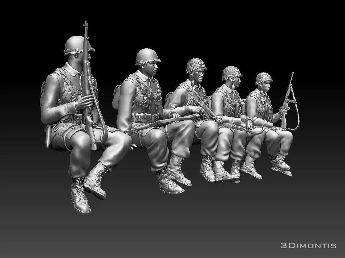 usa soldiers tank crew 3D print model_0