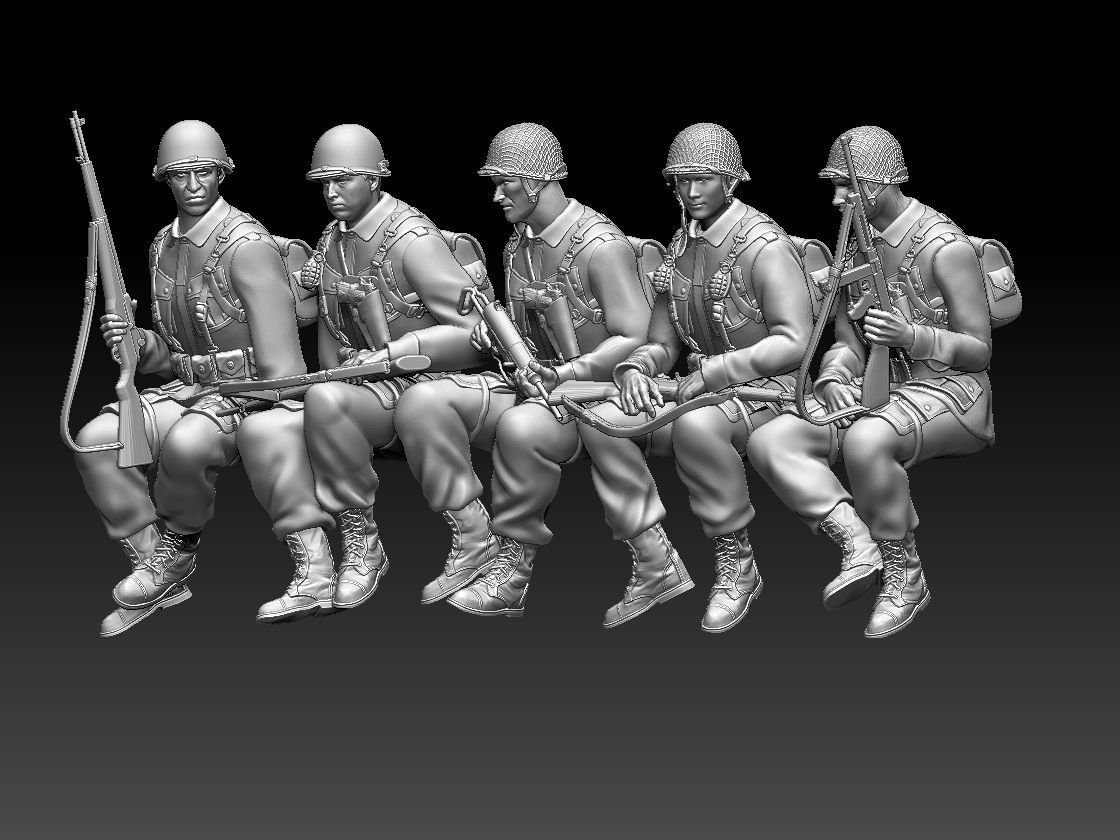 usa soldiers tank crew 3D print model_36