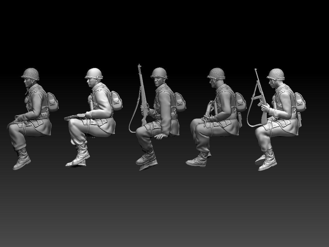 usa soldiers tank crew 3D print model_9