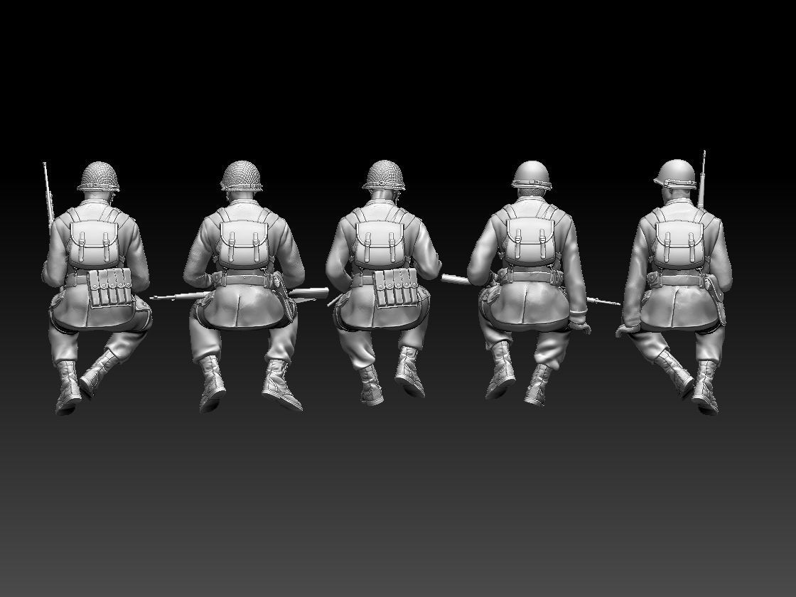 usa soldiers tank crew 3D print model_8