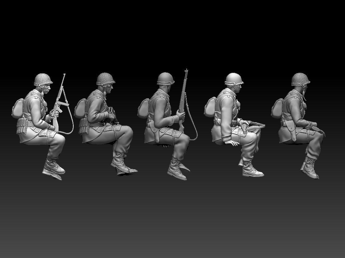 usa soldiers tank crew 3D print model_5