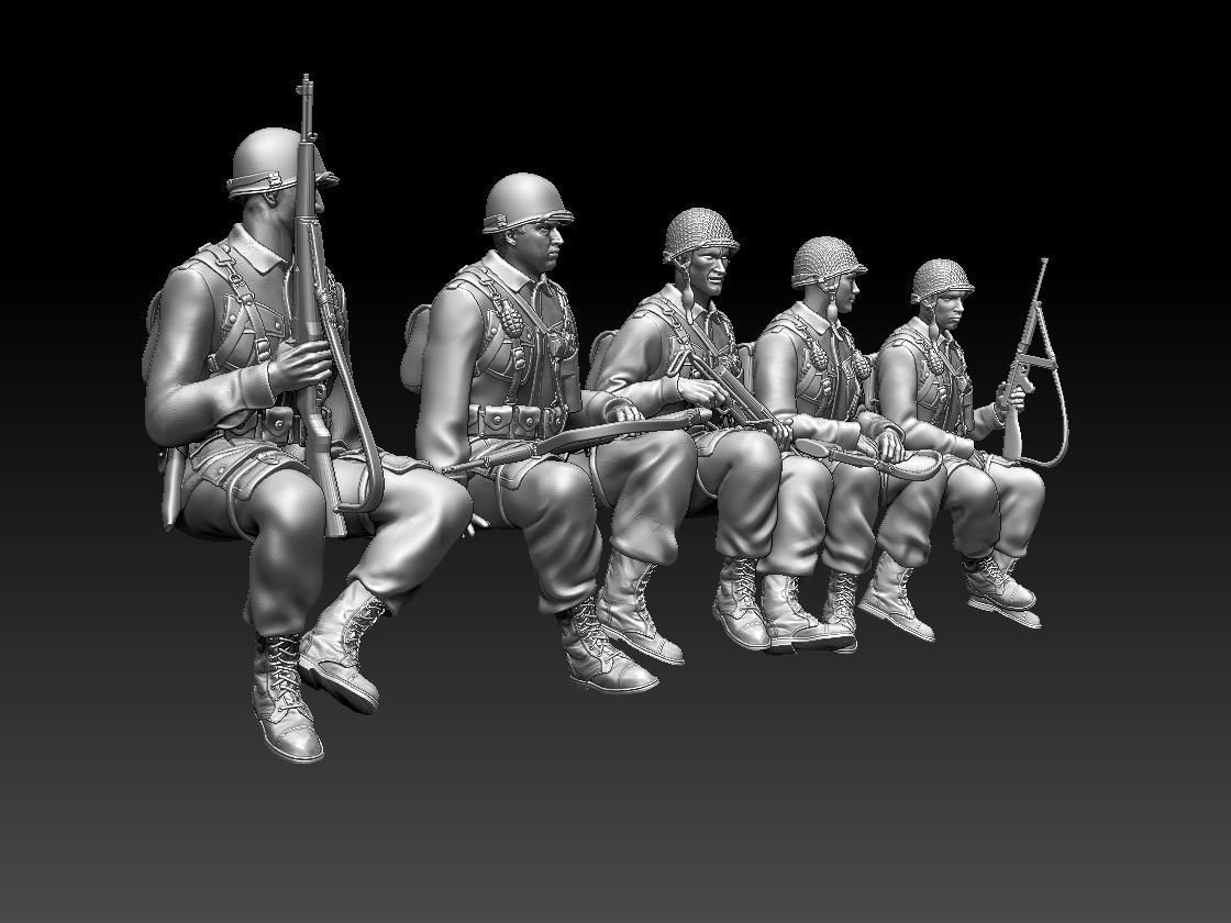 usa soldiers tank crew 3D print model_7