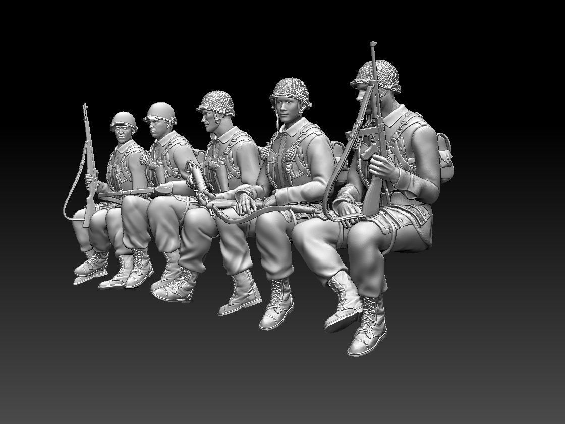 usa soldiers tank crew 3D print model_1