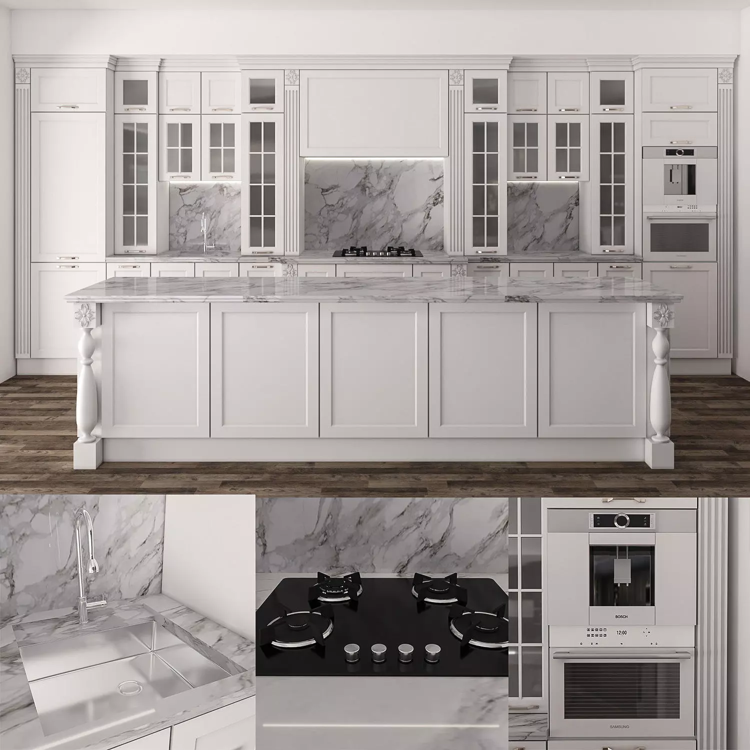 kitchen-set08 kitchen with oven and microwave 3D model_0