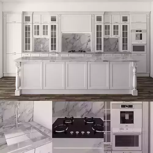 kitchen-set08 kitchen with oven and microwave 3D model