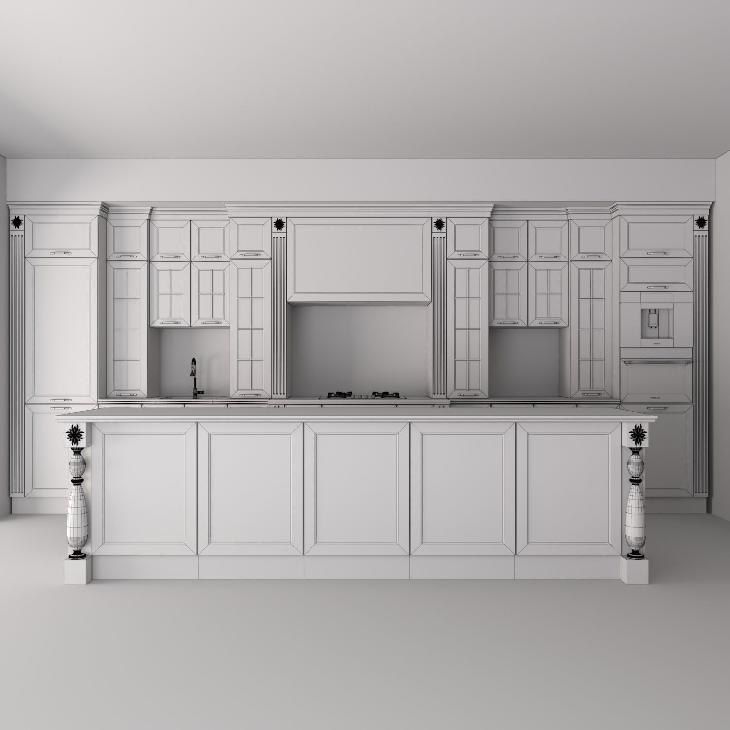 kitchen-set08 kitchen with oven and microwave 3D model_4