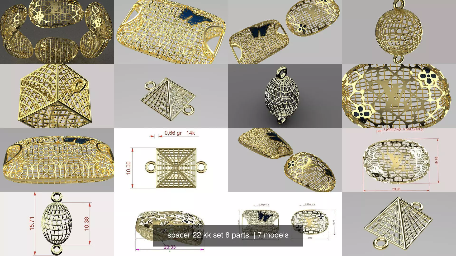 spacer 22 kk set 8 parts  3D Model Collection_0