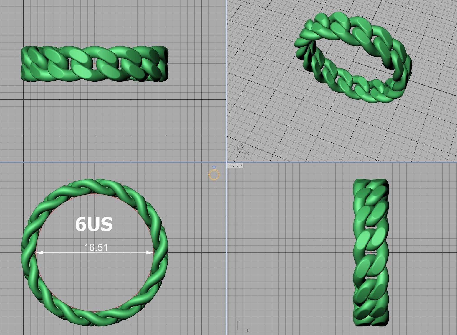 Cuban Link Chain Ring 5mm Wide ALL US-Chart FINGER SIZES 3D print model_15