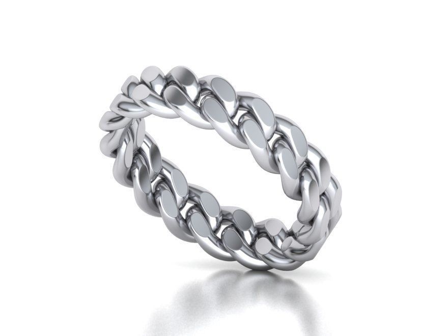 Cuban Link Chain Ring 5mm Wide ALL US-Chart FINGER SIZES 3D print model_5