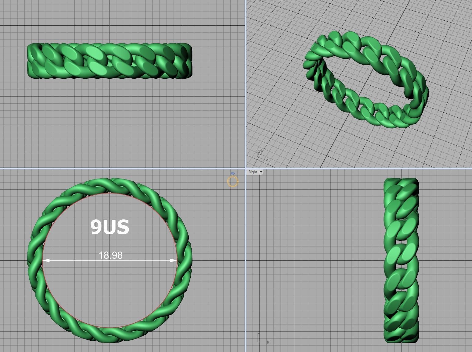 Cuban Link Chain Ring 5mm Wide ALL US-Chart FINGER SIZES 3D print model_21