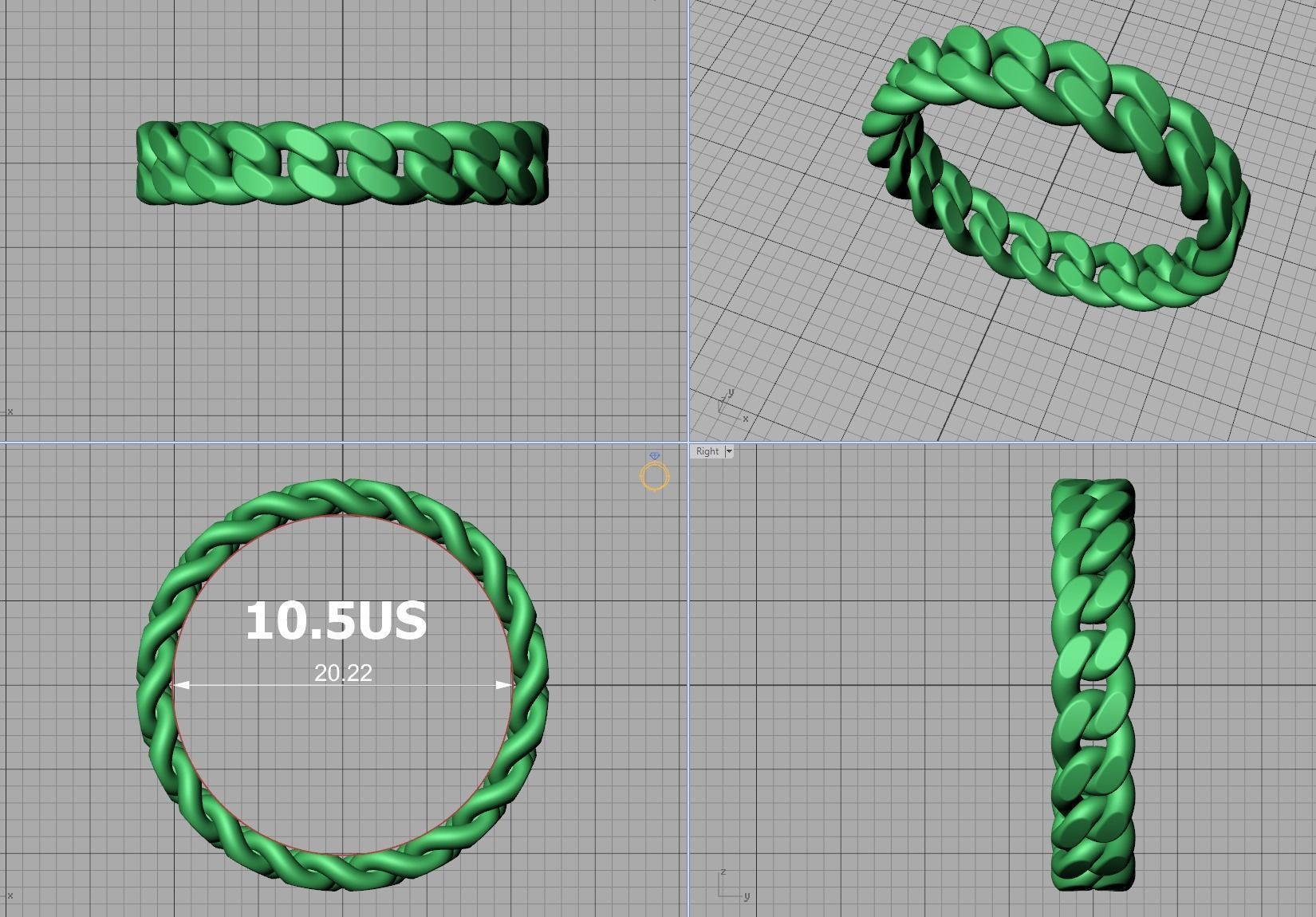Cuban Link Chain Ring 5mm Wide ALL US-Chart FINGER SIZES 3D print model_10