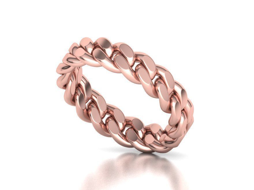 Cuban Link Chain Ring 5mm Wide ALL US-Chart FINGER SIZES 3D print model_4