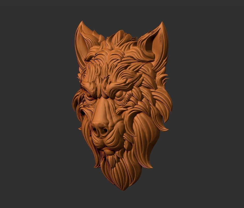 wolf head 3D print model_1