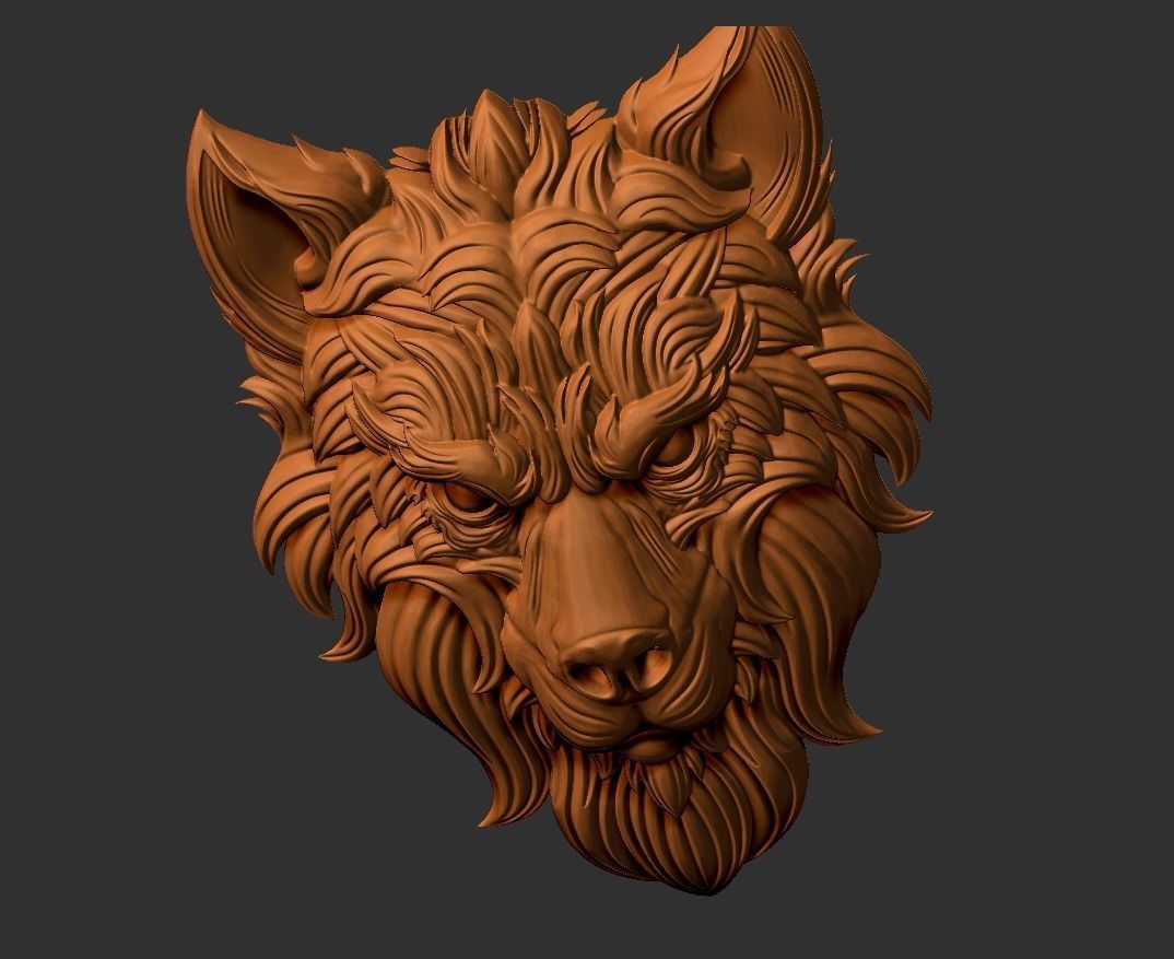 wolf head 3D print model_4